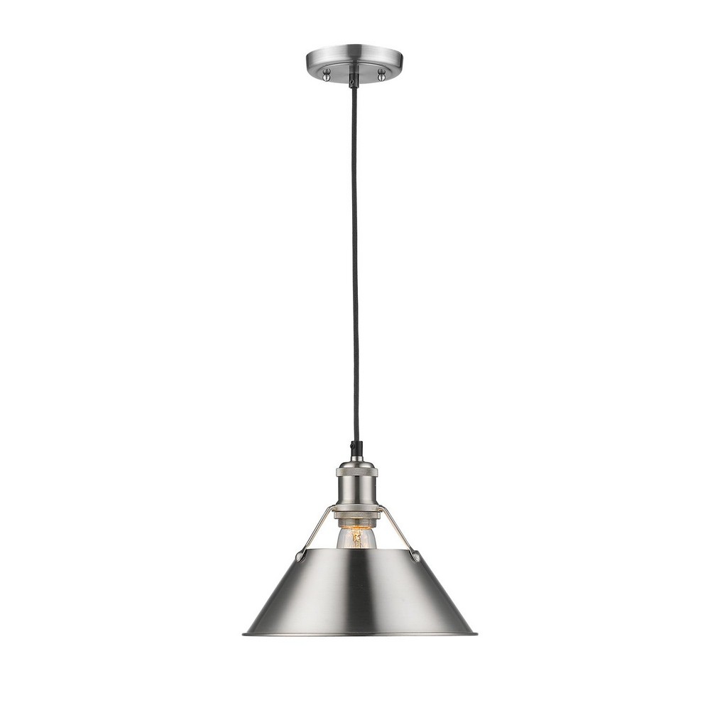 Golden Lighting-3306-M PW-PW-Orwell - 1 Light Medium Pendant in Durable style - 8.5 Inches high by 10 Inches wide Pewter Pewter Aged Brass Finish